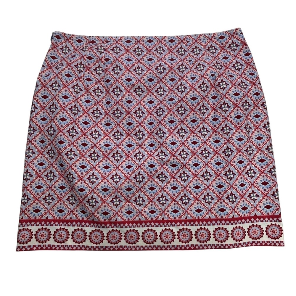 Talbots Skirt Womens Size 14 Floral Geo Print Above Knee A-Line Cotton Blend NEW - Picture 7 of 16